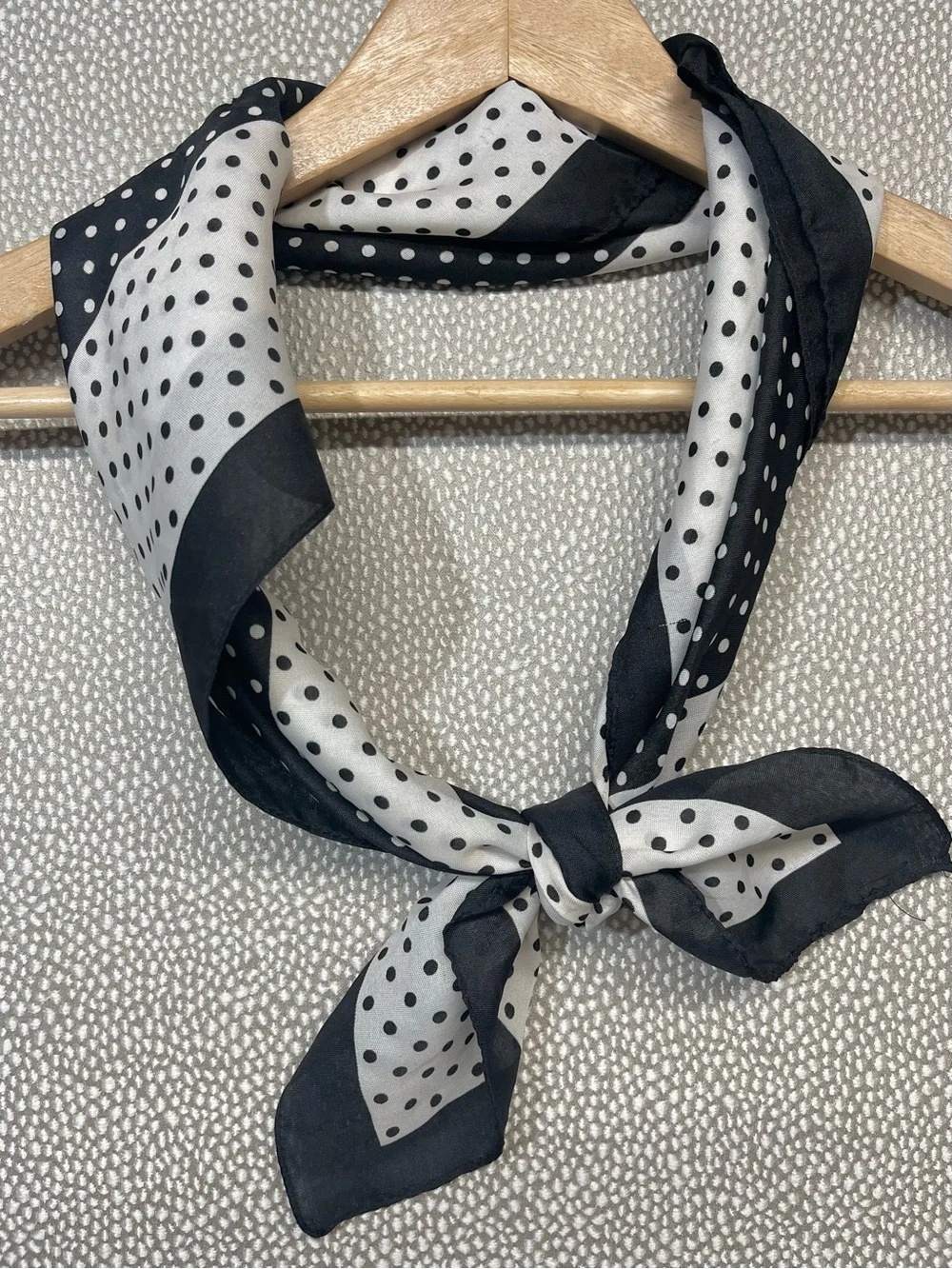 OS Vintage Glentex Black and White Polka Dot Scarf
